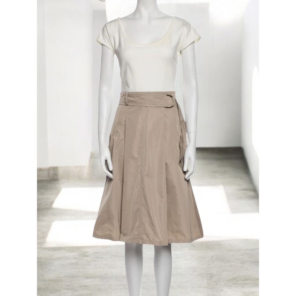 AKRIS PUNTO Mixed Media Dress Size 6 Snap Pockets Bubble Hem Utility Avant Garde